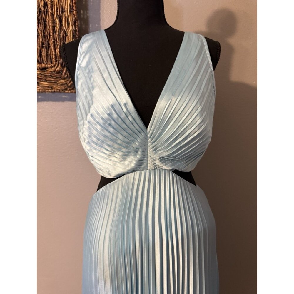 Abercrombie & Fitch Long Dress M Tall Halter Tie Back Floral Cut Out Pleated NEW - Picture 8 of 16